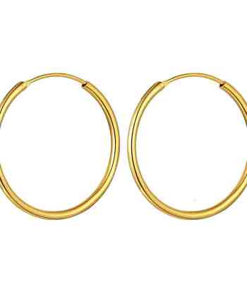 Large Hoop Earrings Classic Gold-Plated 925 Sterling Silver