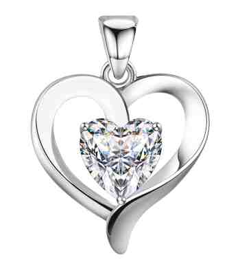 Locket For Girls American Diamond Heart Pendant In 925 Sterling Silver