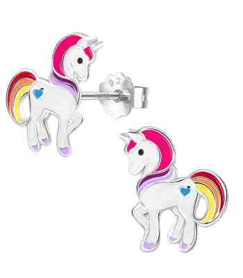 Magical Fairytale Unicorn Stud Earrings For Girls In Sterling Silver