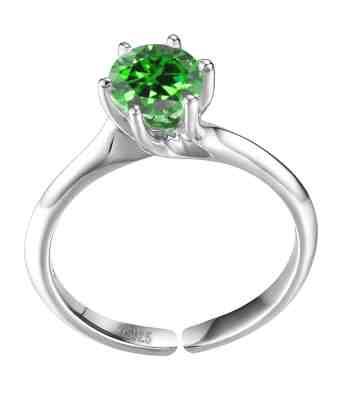 Martini Emerald Solitaire Ring | Adjustable 925 Sterling Silver