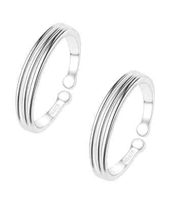 Mettelu Designs Triple Line Adjustable Toe Rings 925 Sterling Silver