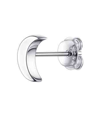 Moon Earrings For Men: Antique Crescent Stud In Sterling Silver