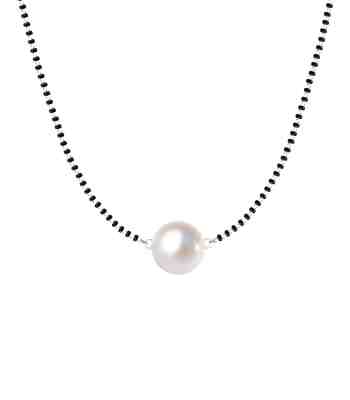 Moon Mangalsutra Glowing Pearl Necklace In 925 Sterling Silver