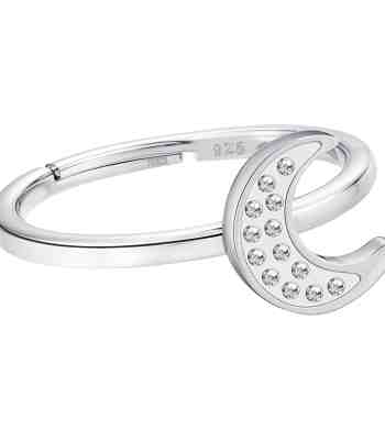 Moon Ring Silver For Women | Mystique American Diamond Adjustable Ring