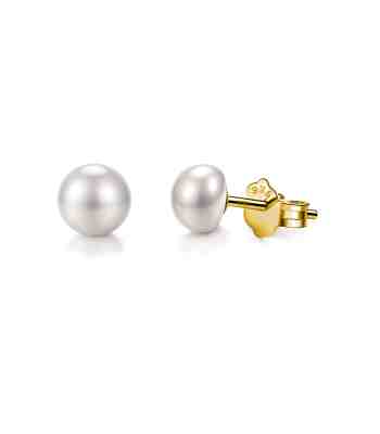 Original Pearl Solitaire Stud Earrings In Gold-Plated Sterling Silver