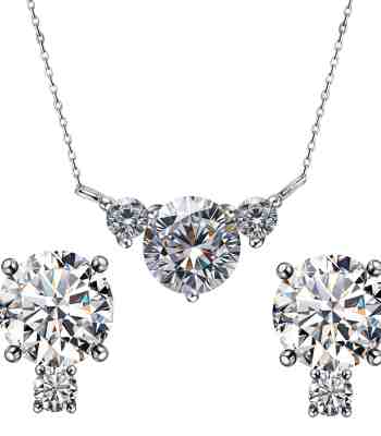 Original Silver Necklace Set | Radiant Solitaire In 925 Sterling Silver
