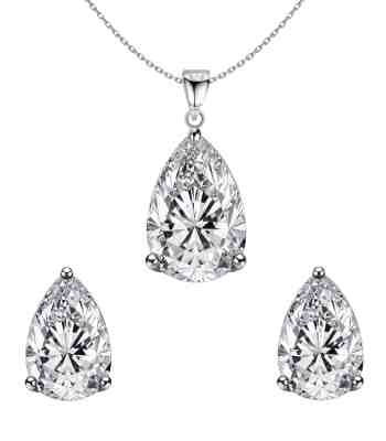 Pear Solitaire American Diamond Set In 925 Sterling Silver