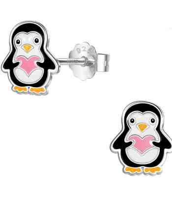 Pleasant Penguin Enamel Studs For Girls In 925 Sterling Silver