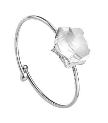 Raw Clear Quartz Gemstone Ring | Adjustable In 925 Sterling Silver