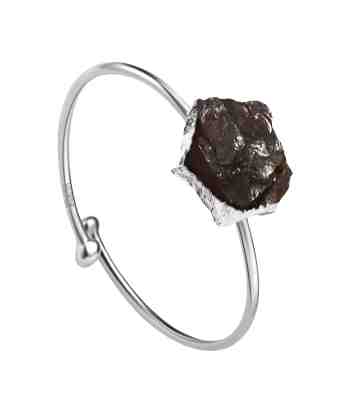 Raw Garnet Silver Ring | Adjustable Gemstone Ring In 925 Sterling