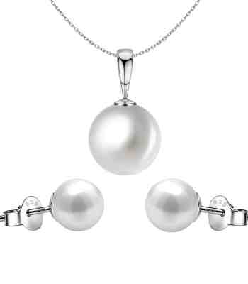 Round Pearl Set For Everyday Wear In 925 Sterling Silver