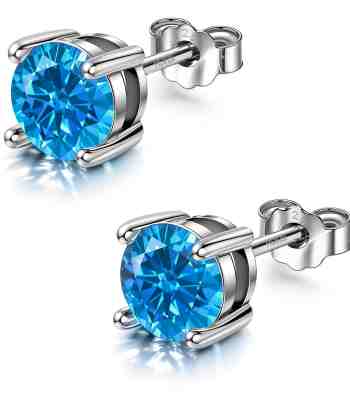 September Birthstone Solitaire Earrings In 925 Silver