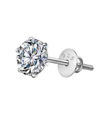 Silver Earrings For Men Radiant Screwback Stud | 925 Sterling