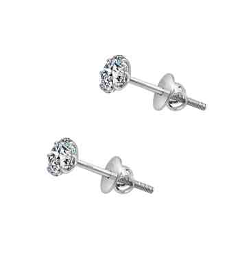 Silver Earrings For Women Solitaire Screwback Studs In 925 Silver