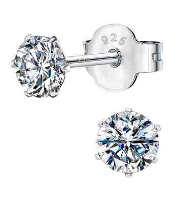 Silver Earrings Simple Solitaire Studs In 925 Sterling Silver