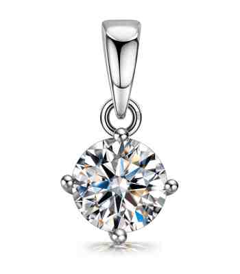 Silver Solitaire American Diamond Pendant In 925 Sterling Silver