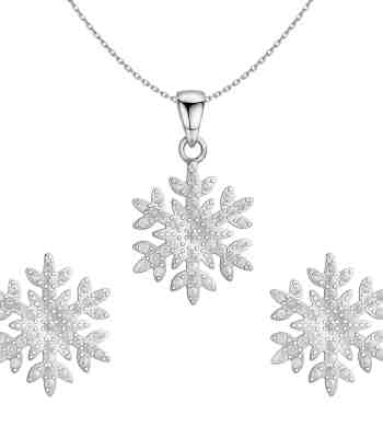 Snowflake Solitaire Pendant Set In 925 Sterling Silver For Women