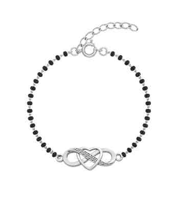 Solitaire Infinity Heart Mangalsutra Bracelet For Women In 925 Sterling Silver