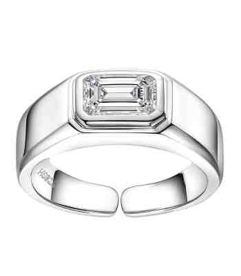 Square American Diamond Ring | Perfection Adjustable Sterling Silver