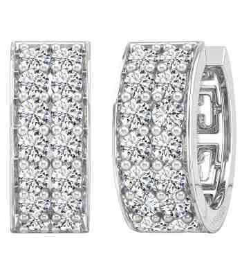 Stellar Double Hoop Earrings With American Diamond In Sterling Silver