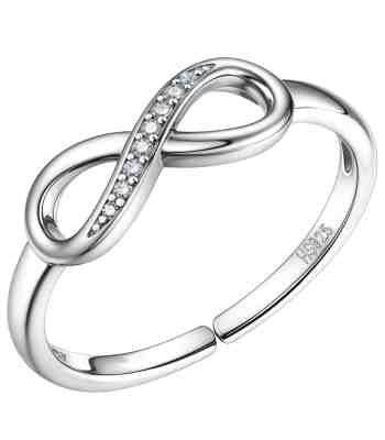Sterling Silver Infinity Ring | Limitless American Diamond Adjustable