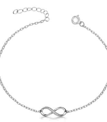 Studded Infinity Anklet With American Diamond In Sterling Silver