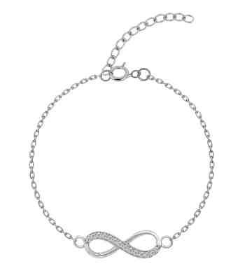 Studded Infinity Bracelet With American Diamond In Sterling Silver