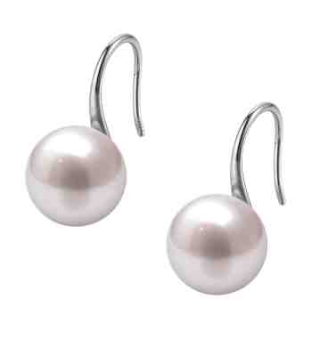 Stylish Round Pearl Hook Earrings In 925 Sterling Silver