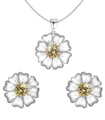 Sunflower Solitaire Jewellery Set In 925 Sterling Silver