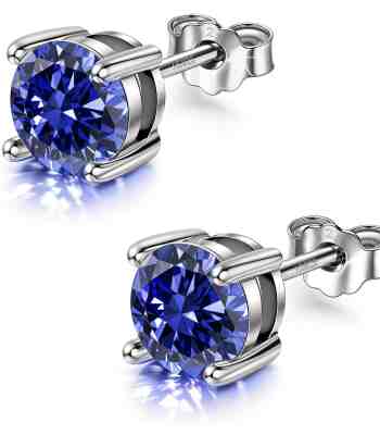 Tanzanite Solitaire Earrings In 925 Sterling Silver