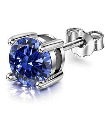 Tanzanite Solitaire Stud Earrings For Men In 925 Sterling Silver