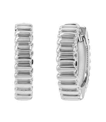 Textured American Diamond Hoop Earrings In 925 Sterling Silver