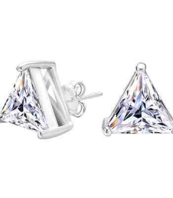 Trillion Cut American Diamond Solitaire Studs In 925 Sterling Silver