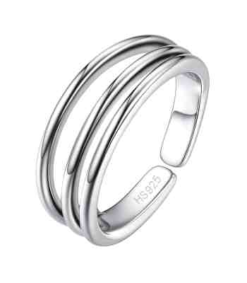 Triple Band Ring Classic Adjustable Toe Ring In Sterling Silver
