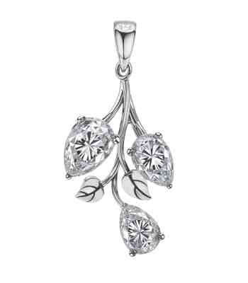 Tulip Solitaire Pendant With American Diamond In 925 Sterling Silver