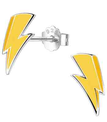 Yellow Thunder Enamel Stud Earrings For Girls In 925 Sterling Silver