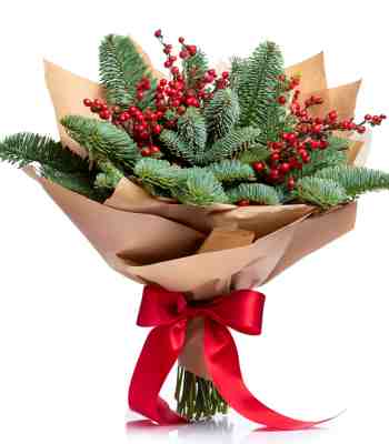 Christmas Fern And Berry Bouquet