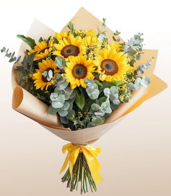 6 Sunflowers & Eucalyptus Bouquet