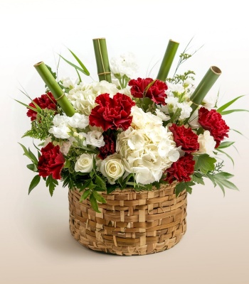 Classic Love Carnation Arrangement  Red and White Flowers