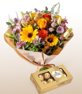 Good Luck Flower Bouquet with Chocolates