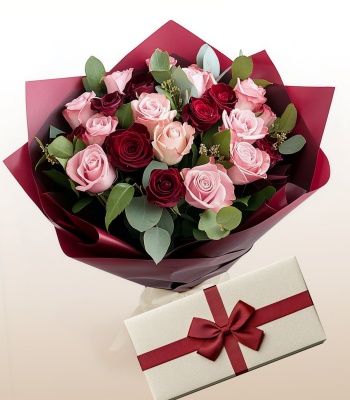 Roses for Her With Chocolates