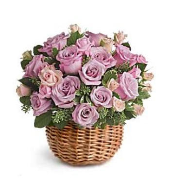 Anniversary Gift -Lavender Roses in Basket