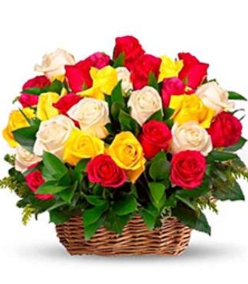 Basket Of Assorted Roses