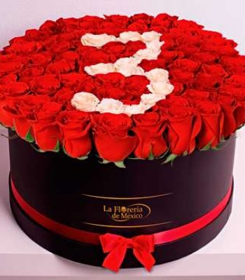 Black Box Of Roses with Personalized Number