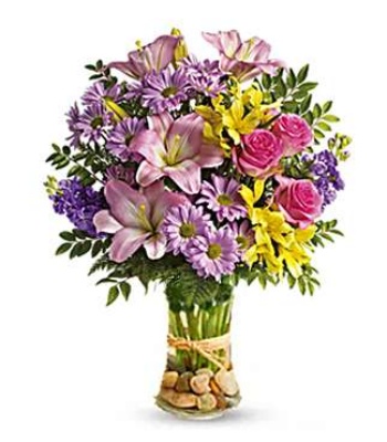 Cherished Moments Mixed Flower Display in Glass Vase