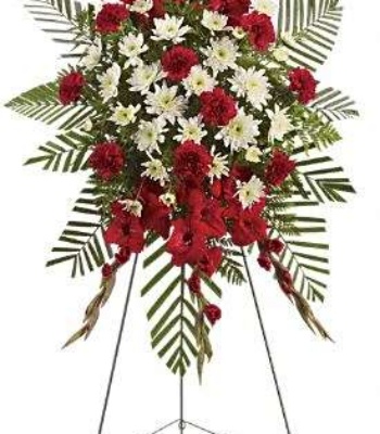 Deepest Sympathy Red and White Funeral Spray