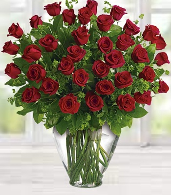 48 Red Roses In Vase