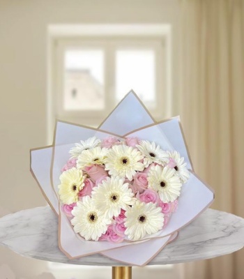 Get Well White Gerbera Flower Bouquet