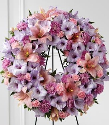 Lavender & Pink Sympathy Floral Wreath