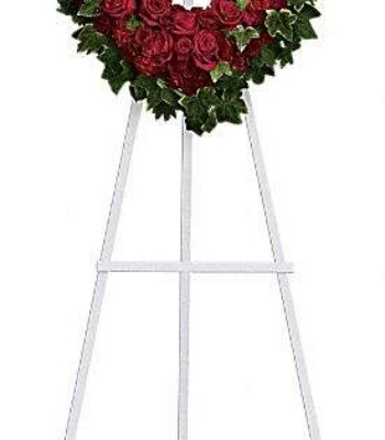 Open Heart Red Rose Funeral Wreath